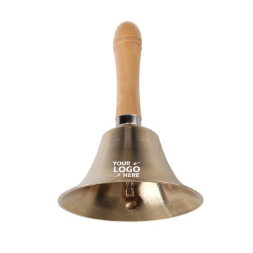 3.2" Brass Hand Call Bells with Wooden Handle